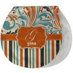 Orange Blue Swirls & Stripes Burp Pad - Velour w/ Name and Initial