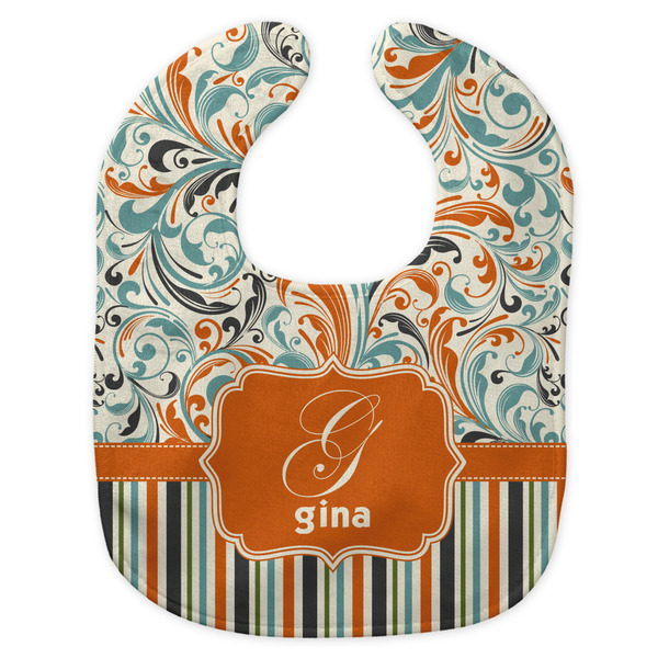 Orange Blue Swirls & Stripes New Bib Flat Approval