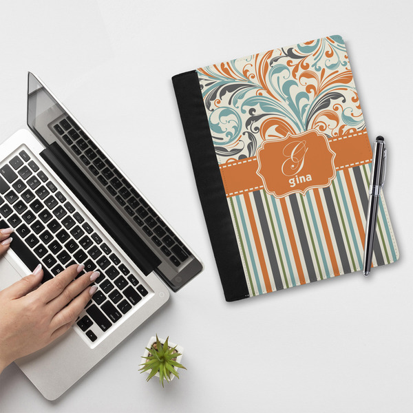 Orange Blue Swirls & Stripes Notebook Padfolio - LIFESTYLE (large)