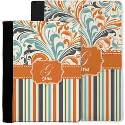 Orange Blue Swirls & Stripes Notebook Padfolio w/ Name and Initial