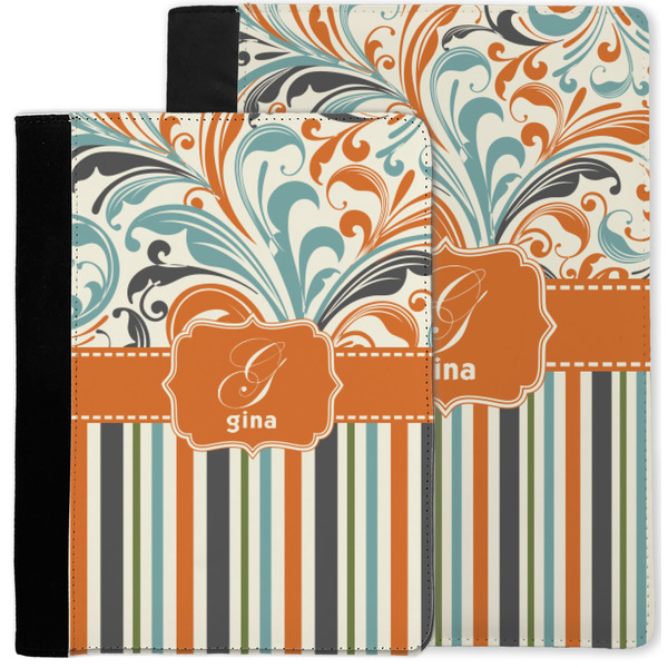 Orange Blue Swirls & Stripes Notebook Padfolio - MAIN