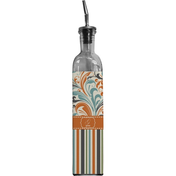 Custom Orange Blue Swirls & Stripes Oil Dispenser Bottle (Personalized)
