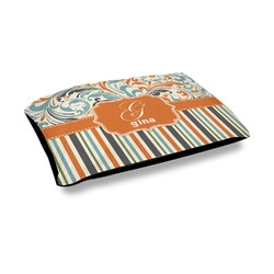 Orange Blue Swirls & Stripes Outdoor Dog Bed - Medium (Personalized)