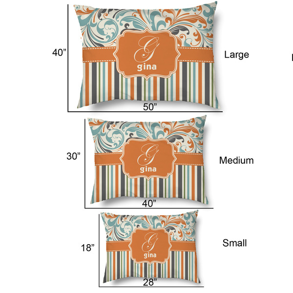 Orange Blue Swirls & Stripes Outdoor Dog Beds - SIZE CHART