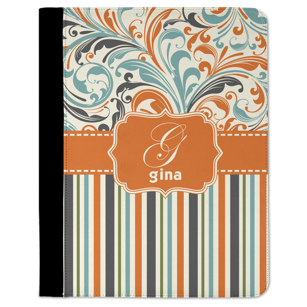 Custom Orange Blue Swirls & Stripes Padfolio Clipboard (Personalized)