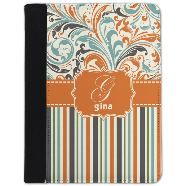 Custom Orange Blue Swirls & Stripes Padfolio Clipboard - Small (Personalized)