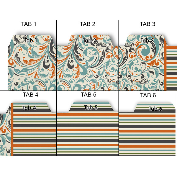 Orange Blue Swirls & Stripes Page Dividers - Set of 6 - Approval