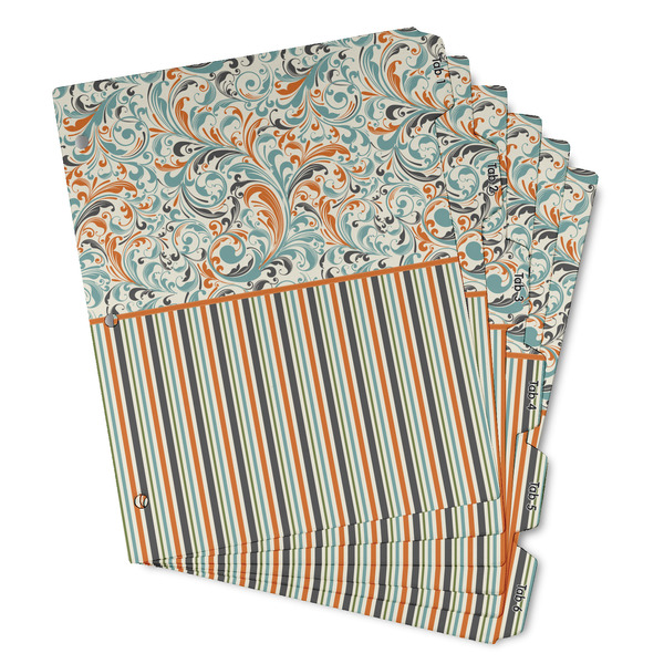 Custom Orange Blue Swirls & Stripes Binder Tab Divider - Set of 6 (Personalized)
