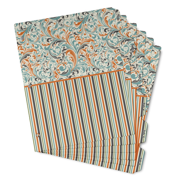 Orange Blue Swirls & Stripes Page Dividers - Set of 6 - Main/Front