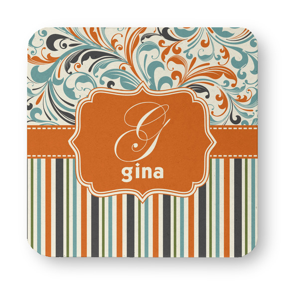 Orange Blue Swirls & Stripes Paper Coasters - Approval