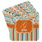 Orange Blue Swirls & Stripes Paper Coasters - Front/Main