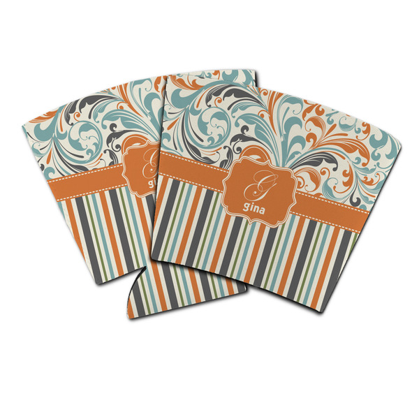 Custom Orange Blue Swirls & Stripes Party Cup Sleeve (Personalized)