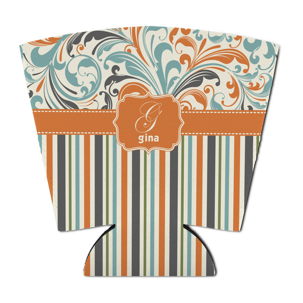Custom Orange Blue Swirls & Stripes Party Cup Sleeve - with Bottom (Personalized)