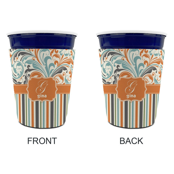 Orange Blue Swirls & Stripes Party Cup Sleeves - without bottom - Approval