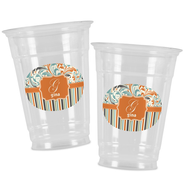 Orange Blue Swirls & Stripes Party Cups - 16oz - Alt View