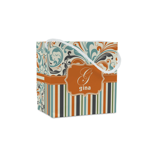 Custom Orange Blue Swirls & Stripes Party Favor Gift Bags (Personalized)