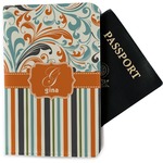 Orange Blue Swirls & Stripes Passport Holder - Fabric (Personalized)