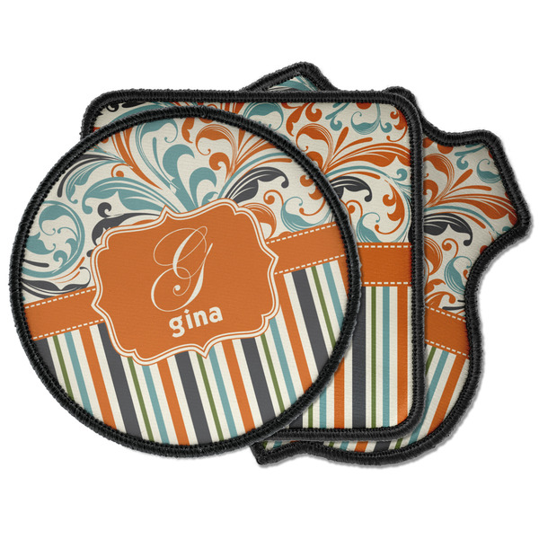 Custom Orange Blue Swirls & Stripes Iron on Patches (Personalized)