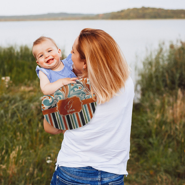 Orange Blue Swirls & Stripes Peanut Shaped Burp - Lifestyle