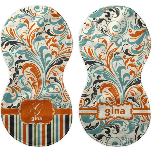 Orange Blue Swirls & Stripes Peanut Shaped Burps - Approval