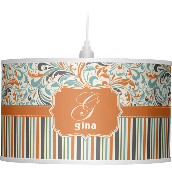 Orange Blue Swirls & Stripes Pendant Lamp Shade