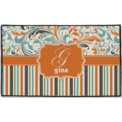 Orange Blue Swirls & Stripes Door Mat - 60"x36" (Personalized)