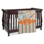 Orange Blue Swirls & Stripes Baby Blanket (Single Sided) (Personalized)