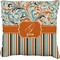 Orange Blue Swirls & Stripes Personalized Burlap Pillow Case