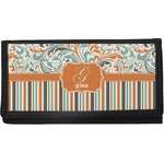 Orange Blue Swirls & Stripes Canvas Checkbook Cover (Personalized)