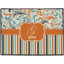 Orange Blue Swirls & Stripes Door Mat - 24"x18" (Personalized)