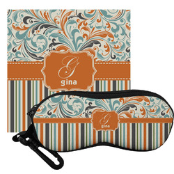 Orange Blue Swirls & Stripes Eyeglass Case & Cloth (Personalized)
