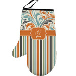 Orange Blue Swirls & Stripes Left Oven Mitt (Personalized)