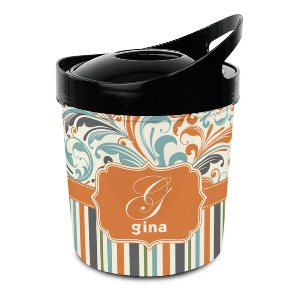 Custom Orange Blue Swirls & Stripes Plastic Ice Bucket (Personalized)