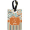 Orange Blue Swirls & Stripes Plastic Luggage Tag - Rectangular w/ Name and Initial