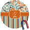 Orange Blue Swirls & Stripes Personalized Round Fridge Magnet