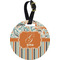 Orange Blue Swirls & Stripes Personalized Round Luggage Tag