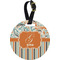 Orange Blue Swirls & Stripes Plastic Luggage Tag - Round (Personalized)