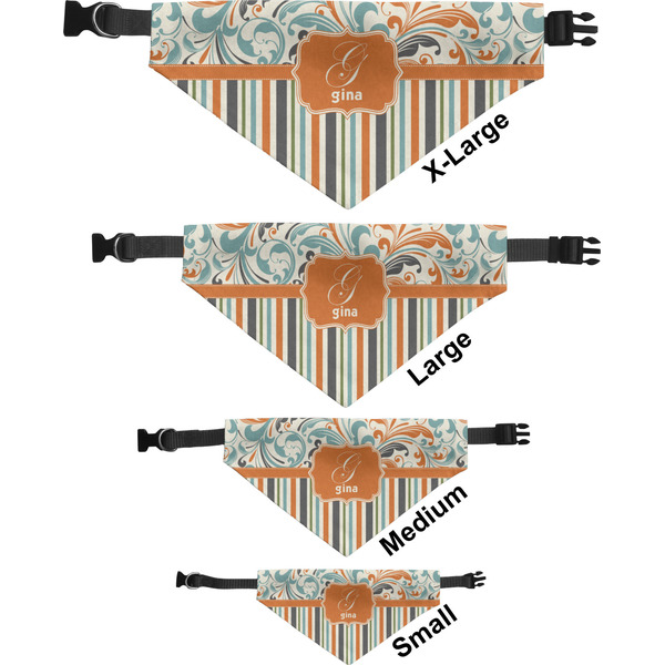 Orange Blue Swirls & Stripes Pet Bandana Sizes