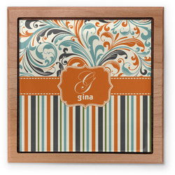 Orange Blue Swirls & Stripes Pet Urn w/ Name and Initial