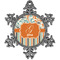 Orange Blue Swirls & Stripes Vintage Snowflake Ornament (Personalized)