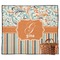Orange Blue Swirls & Stripes Outdoor Picnic Blanket (Personalized)