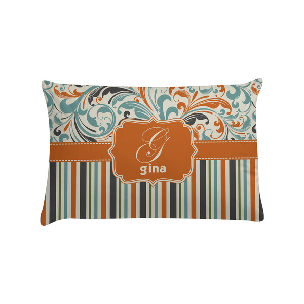 Custom Orange Blue Swirls & Stripes Pillow Case - Standard (Personalized)