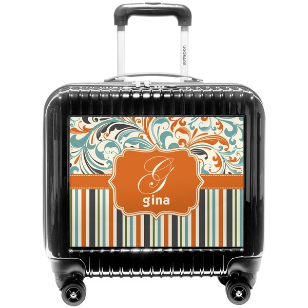 Custom Orange Blue Swirls & Stripes Pilot / Flight Suitcase (Personalized)