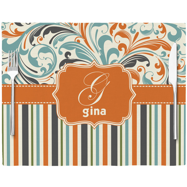 Orange Blue Swirls & Stripes Placemat with Props