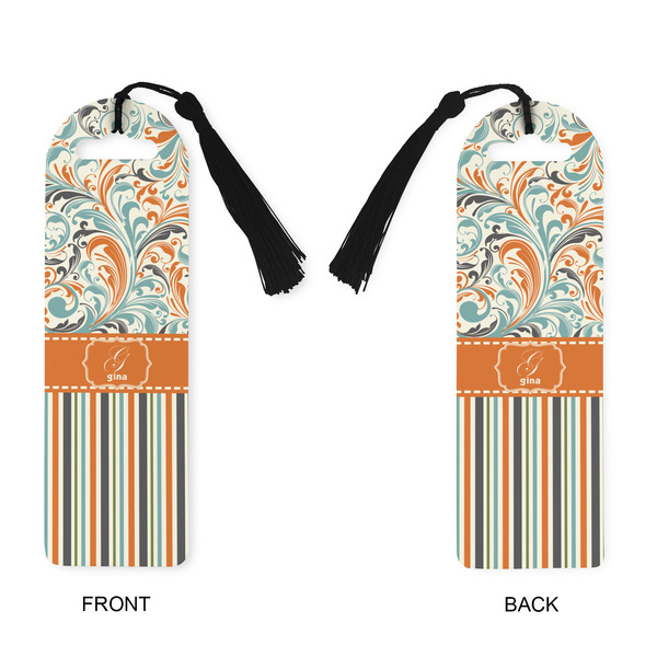 Orange Blue Swirls & Stripes Plastic Bookmarks - Approval