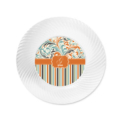 Orange Blue Swirls & Stripes Plastic Party Appetizer & Dessert Plates - 6" (Personalized)
