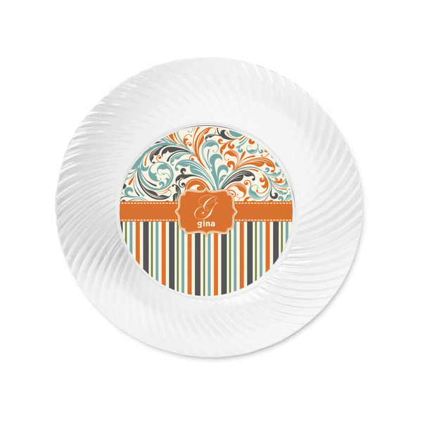 Orange Blue Swirls & Stripes Plastic Party Appetizer & Dessert Plates - Approval