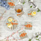 Orange Blue Swirls & Stripes Plastic Party Appetizer & Dessert Plates - In Context