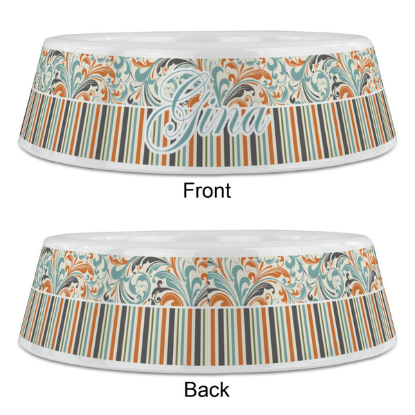 Orange Blue Swirls & Stripes Plastic Pet Bowls - Large - APPROVAL