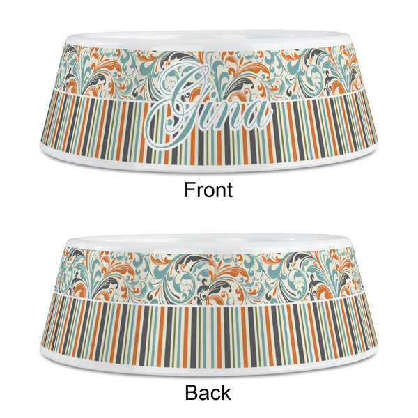 Orange Blue Swirls & Stripes Plastic Pet Bowls - Medium - APPROVAL